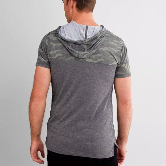 Camo Color Block Hooded T-Shirt DEPARTWEST Large - Picture 2 of 2